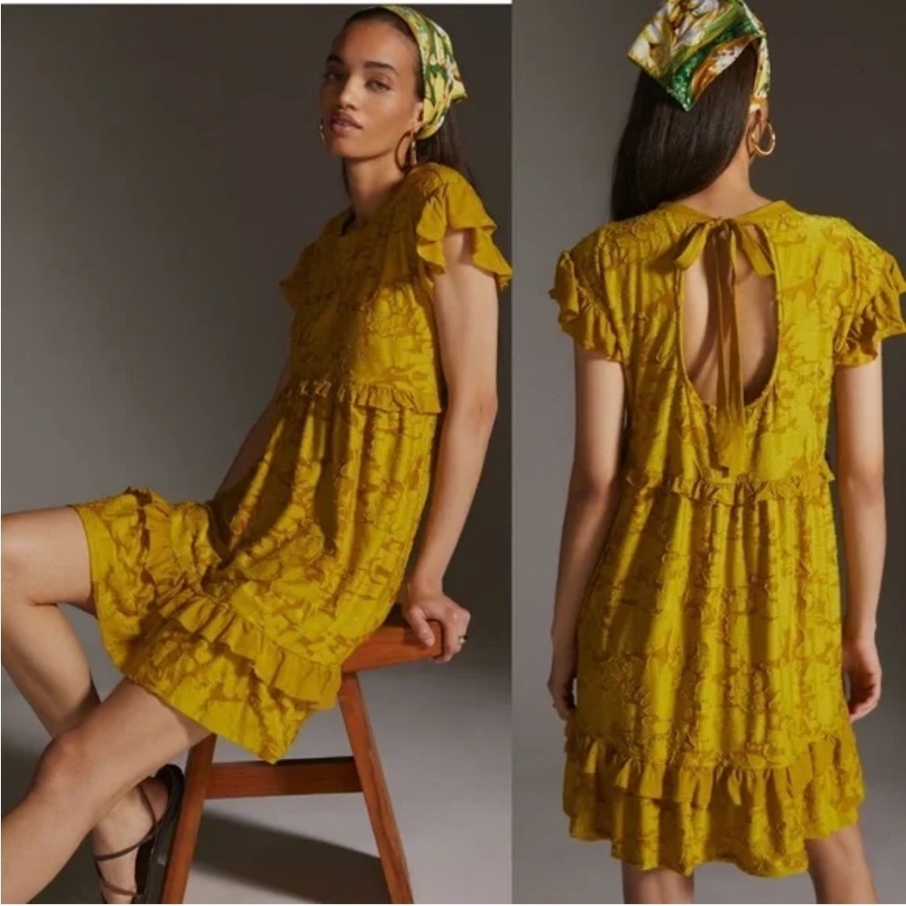Anthropologie Yellow Midi Dress
